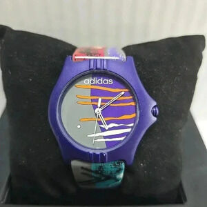 Vintage Rare Adidas 10-0005 Purple Graffiti Spray Paint Retro Watch New Battery